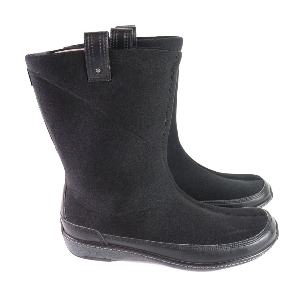 AETREX Black NEOPRENE Berries Pull-On Mid-Calf Winter Boot 9